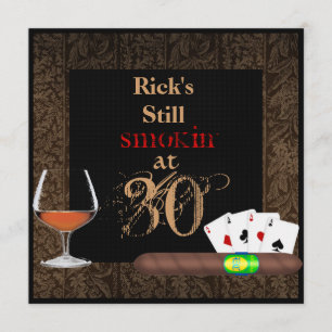 MENS 30th Birthday Cigars,Poker BRANDY INVITATIONS