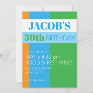 Mens 30th Birthday Invitation