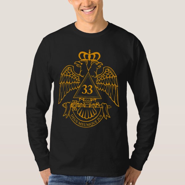 Mens 33rd Degree Masonic Scottish Rite Wings Down  T-Shirt (Front)