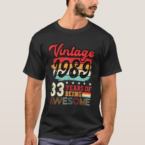 Mens 33th Birthday  Cool Bday Idea Turning 33 Year T_Shirt