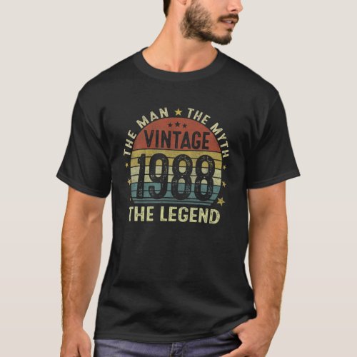 Mens 34 Year Old Gifts Vintage 1988 Man Myth Legen T_Shirt