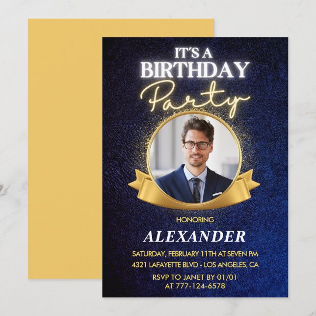Mens 36th birthday invitations  Elegant Chic (Front/Back)