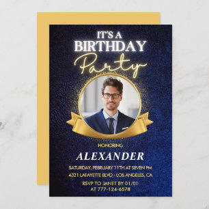 Mens 38th birthday invitations Elegant Chic