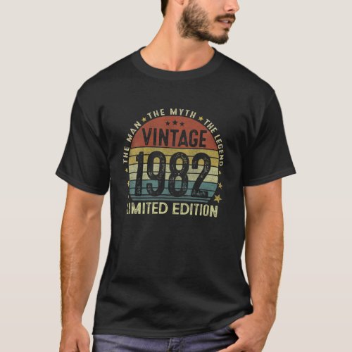 Mens 40 Year Old Gifts Vintage 1982 Man Myth Legen T_Shirt