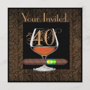 MENS 40th Birthday INVITATIONS COGNAC TEMPLATE