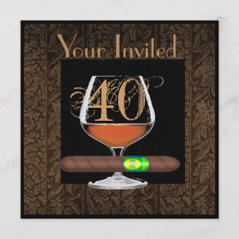 Mens 40th Birthday Invitations Cognac Template by PersonalCustom at Zazzle