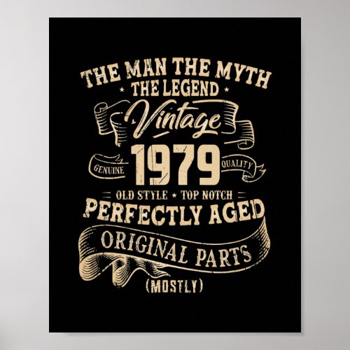 Mens 43 Years Old Gifts Vintage 1979 Limited Poster