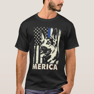 Mens 4th Of July German Shepherd Dog Merica Ameri T-Shirt
