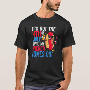 Mens 4th Of July Hot Dog Wiener Comes Out Adult H T-Shirt