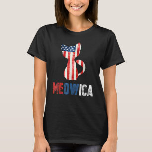 Mens 4th Of July Meowica Cat Patriotic American Fl T-Shirt
