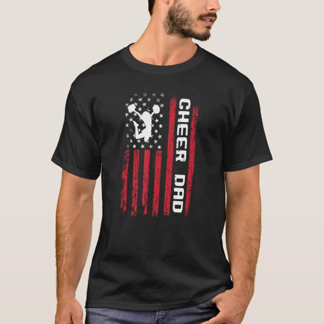 Mens 4th of July US Flag Cheer Dad Shirt For Fathe (Front)