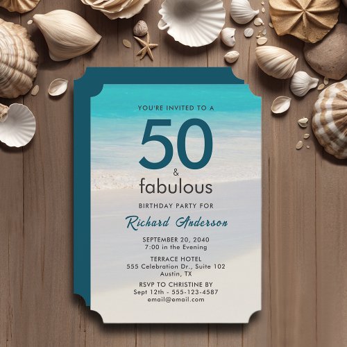 Mens 50 and Fabulous Birthday Party Invitation