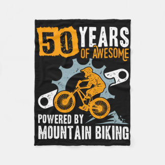 Mens 50th Birthday 50 Years Of Awesome Mountain Bi Fleece Blanket