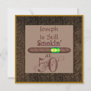 Mens 50th Birthday Cigar Invitations Personalized