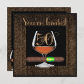 MENS 50th Birthday INVITATIONS COGNAC TEMPLATE (Front/Back)