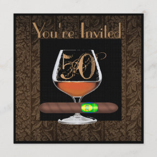 MENS 50th Birthday INVITATIONS COGNAC TEMPLATE