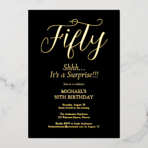 Men's 50th Birthday Surprise Party Foil Invitation