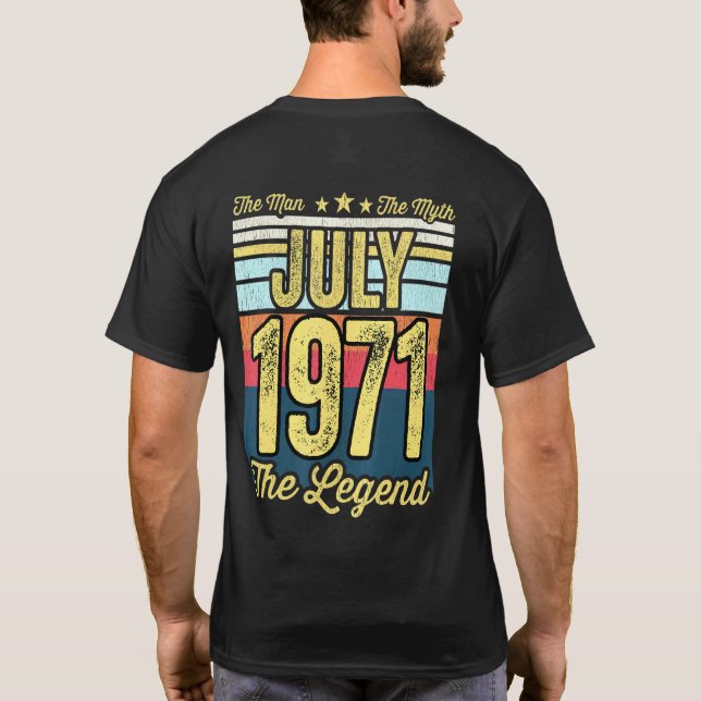 Mens 50th Birthday The Man The Myth The Legend Jul T-Shirt (Back)