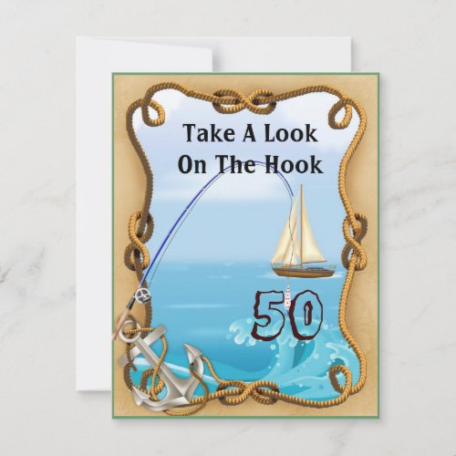 Mens 50th Fishing Birthday Invitation