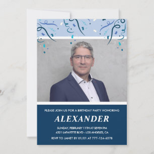 Mens 55th birthday invitations Photo Navy Blue