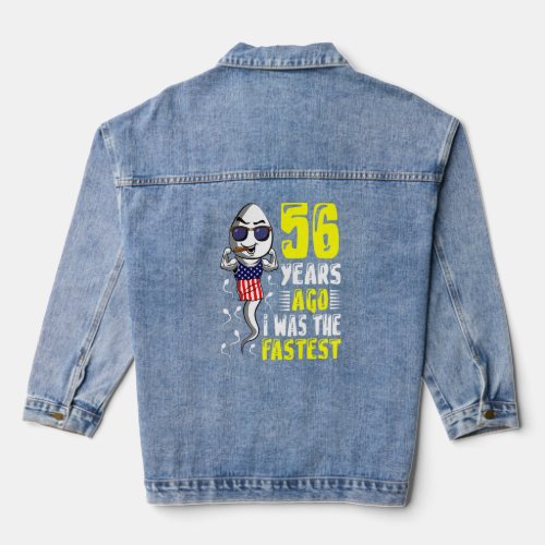 Mens 56 Years Ago I Was The Fastest 56th Birthday  Denim Jacket