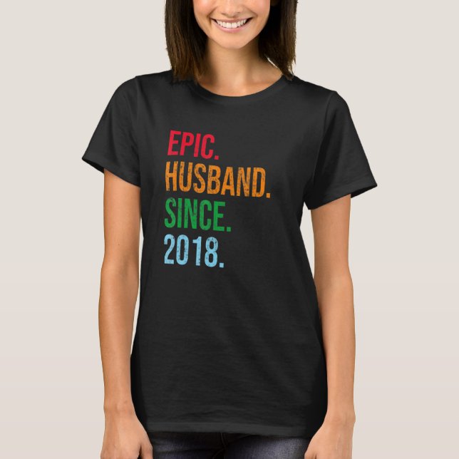 Mens 5th Wedding Anniversary Ideas Epic Husband Si T-Shirt (Front)