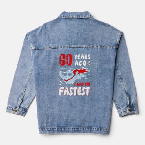 Mens 60 Years Ago I Was The Fastest 1962 Old Balls Denim Jacket