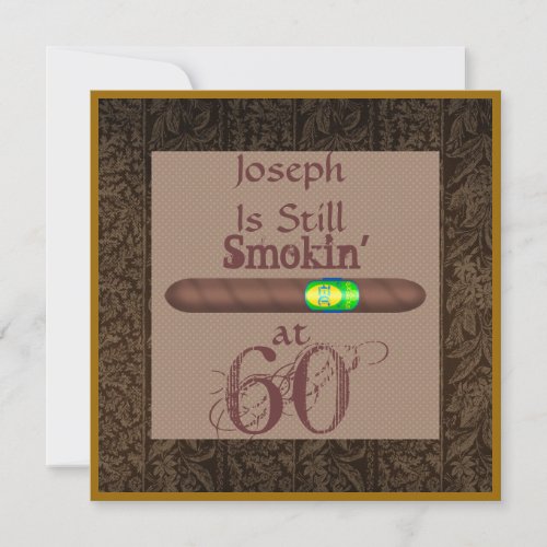 Mens 60th Birthday Cigar Invitations Personalized