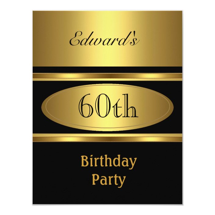Mens 60th Birthday Party Gold Black Invitation | Zazzle.com