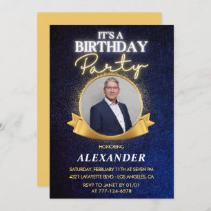 Mens 64th birthday invitations Elegant Chic
