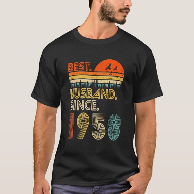 Mens 64th Wedding Anniversary  Best Husband Since  T-Shirt (Front)
