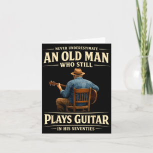 Mens 70th birthday acoustic guitar player vintage card