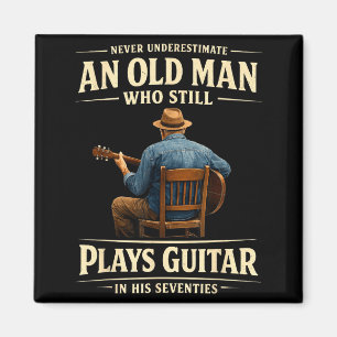 Mens 70th birthday acoustic guitar player vintage magnet