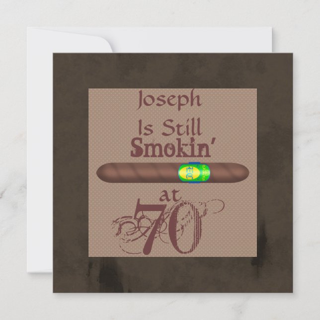 Men's 70th Birthday Cigar Invitations (Front)