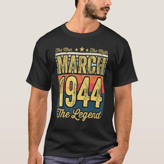 Mens 77th Birthday The Man The Myth The Legend Mar T-Shirt (Front)