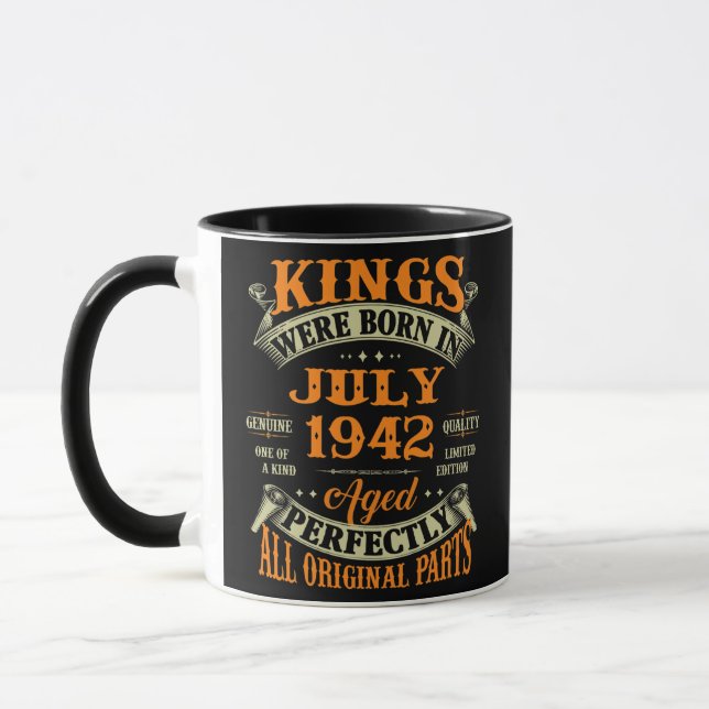 Mens 80th Birthday Gift For Kings Born In July Mug (Left)