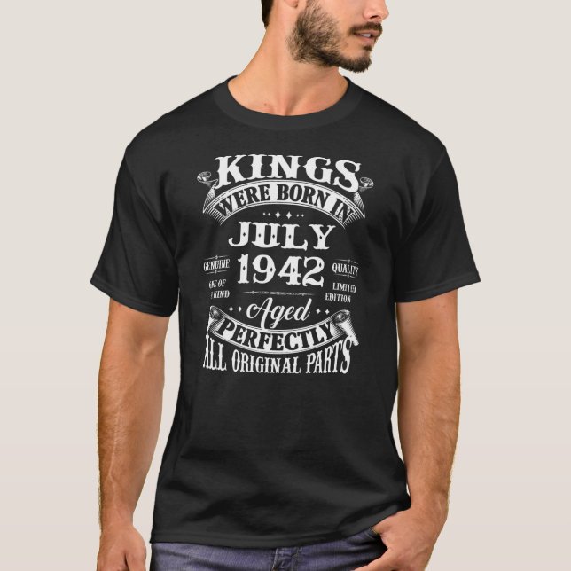 Mens 80th Birthday Gift For Kings Born In July T-Shirt (Front)