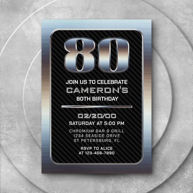 Men's 80th Birthday Invitation (Creator Uploaded)