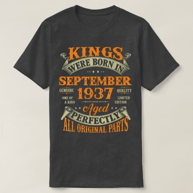 Mens 85th Birthday Gift Kings Born In September 19 T-Shirt (Design Front)