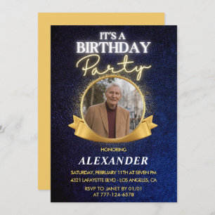 Mens 85th birthday invitations Elegant Chic