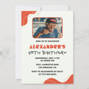 Mens 95th birthday invitations Modern Photo Red