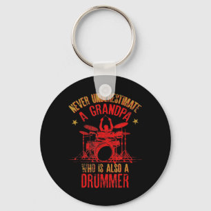 Mens A Grandpa Who Is Also A Drummer Funny Quote F Keychain
