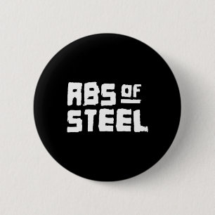 Mens Abs Of Steel Gym Fitness Workout Bodybuilding Button
