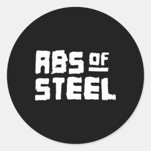 Mens Abs Of Steel Gym Fitness Workout Bodybuilding Classic Round Sticker