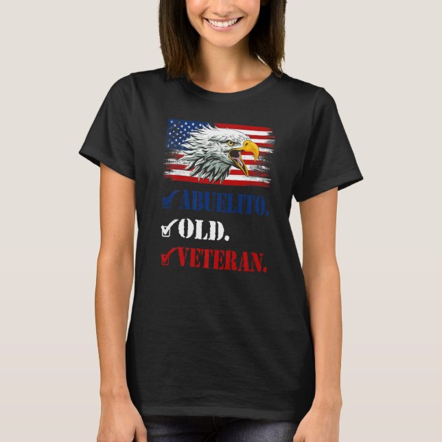 Mens Abuelito Old Veteran American Eagle Flag Fami T-Shirt (Front)