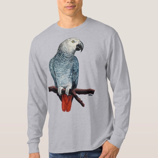 Men's African Grey Parrot Shirt Parrot Art T-shirt (Front)