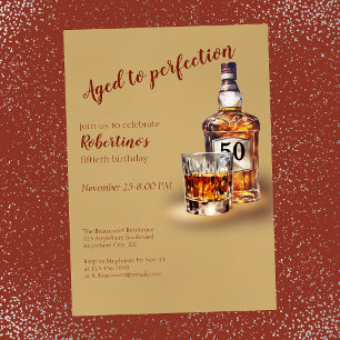 Men's Aged to Perfection Whiskey 50th Birthday Invitation