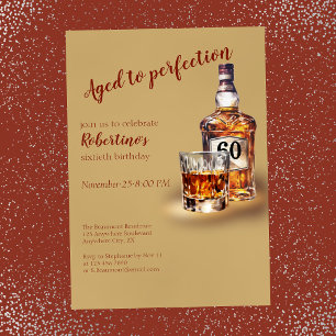 Men's Aged to Perfection Whiskey 60th Birthday Invitation