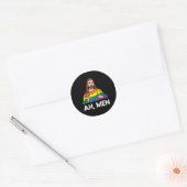 Mens Ah Men Rainbow Gay Jesus Christian LGBT Classic Round Sticker (Envelope)