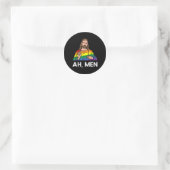 Mens Ah Men Rainbow Gay Jesus Christian LGBT Classic Round Sticker (Bag)